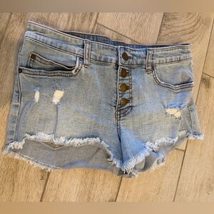 Billabong Light Blue Distressed Denim Cutoff Shorts low rise